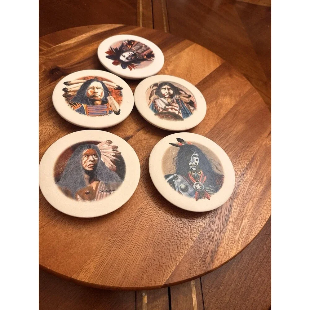 UNBRANDED  NATIVE AMERICANS Stopper Coaster Set Of  FIVE